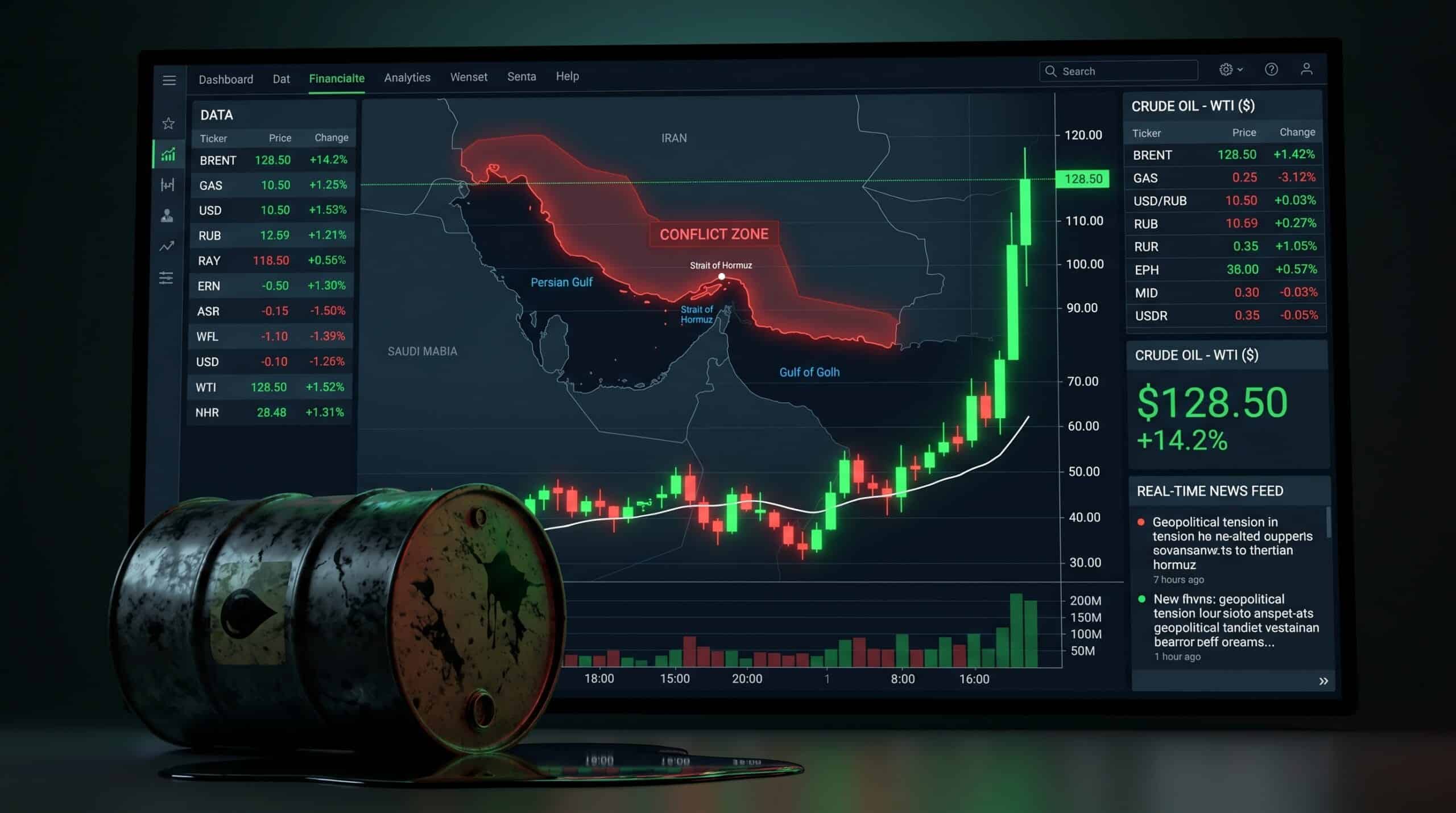 Oil price Iran war impact showing crude oil surge during 2026 conflict