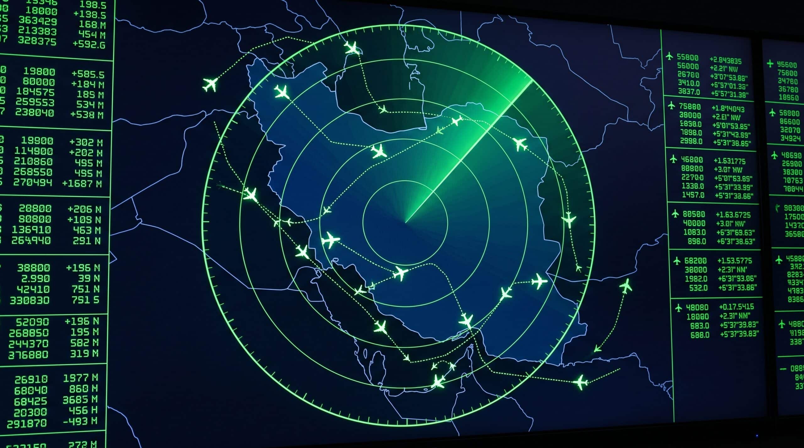Track flights Iran showing real-time aircraft positions over Persian Gulf and Middle East