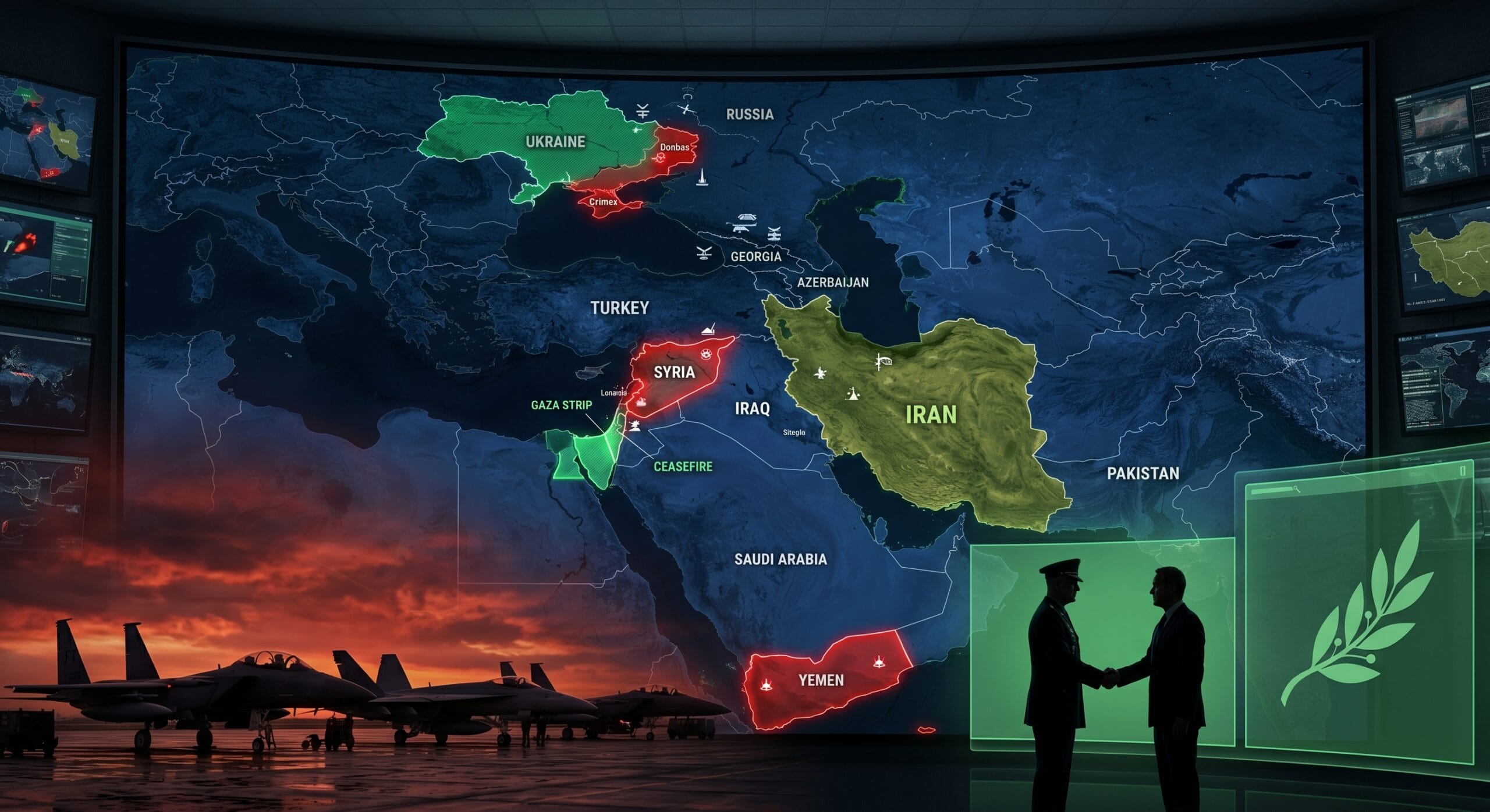 Iran ceasefire 2026 showing diplomatic negotiations and military de-escalation in the Middle East